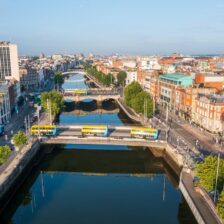 Aerial view Rosie Hackett bridge River Liffey Dublin City TI7QY1 - Sandymount Hotel